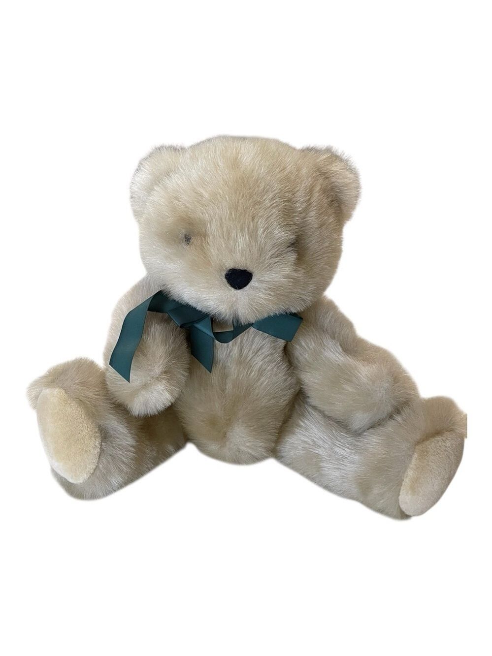 Vintage Plush Teddy Bear by Schmidt, Matrix Essentials, Green Ribbon Soft Fur.